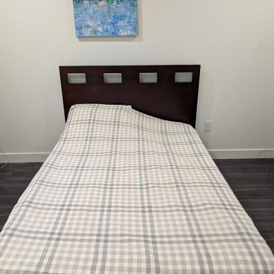 Modern Full-Size Bed with Headboard & Framed Artwork