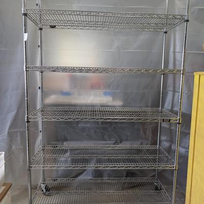 Heavy-Duty Chrome Wire Storage Rack with Casters – 5 Shelves
