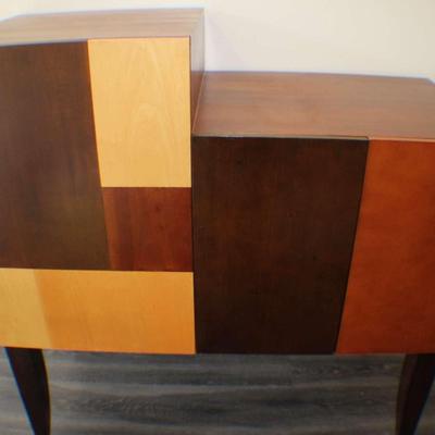 Mid-Century Modern Patchwork Wood Cabinet