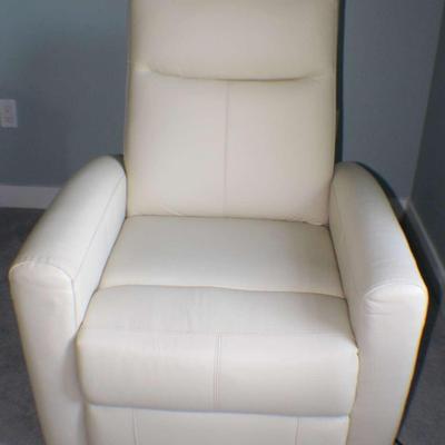 Cream Leather Power Recliner Chair