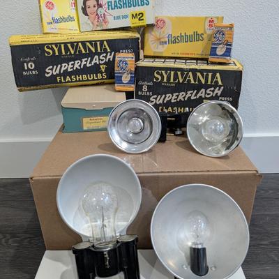 Vintage Photography Flashbulb Collection with Reflectors & Accessories