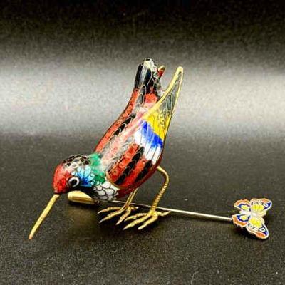 Vintage Cloisonné Bird & Butterfly
