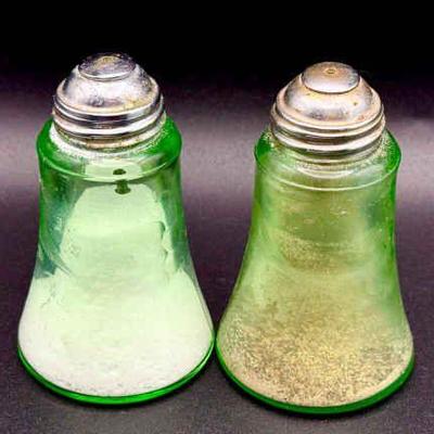 Vintage UV Reactive Salt & Pepper Shakers
