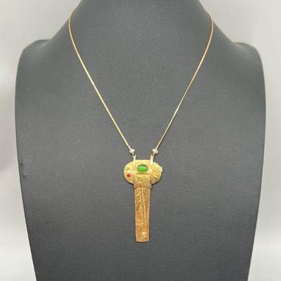 14K 18K 22K Gold Necklace with Diamond & Gemstone Accents — 11 Grams!
