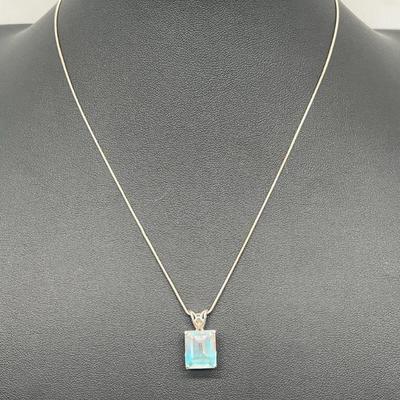 14K White Gold Pendant on Silky Sterling Silver Chain
