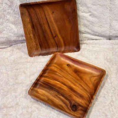 (2) Acacia Wooden Serving Platters
