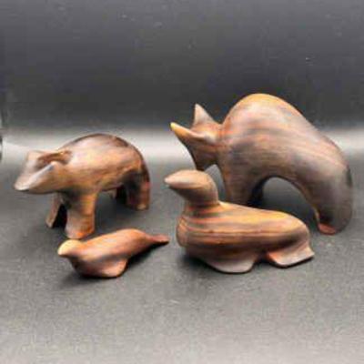 (4) Wooden Sculpted Animals
