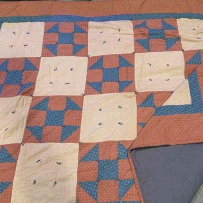 Blue And Peach Patch Quilt
