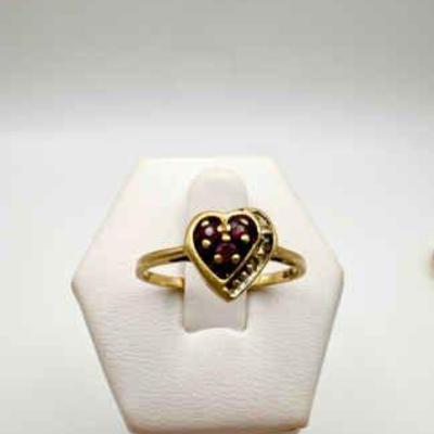 10K Gold Heart Ring With Diamonds
