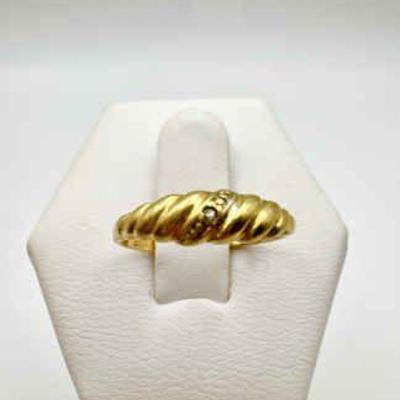 14K Gold Croissant Ring With Diamonds
