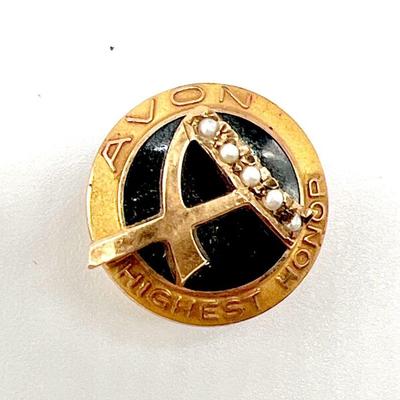 10K Gold Black Onyx With Seed Pearls Pin Pendant
