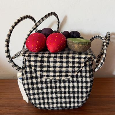 Gingham Mini "Basket" Bag With Fruit Toppings w/Tags