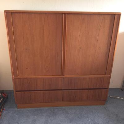 Mid Century Danish Modern Teak Chifferobe Cabinet