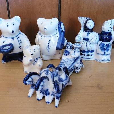 Gzhel Russian Porcelain Figurines