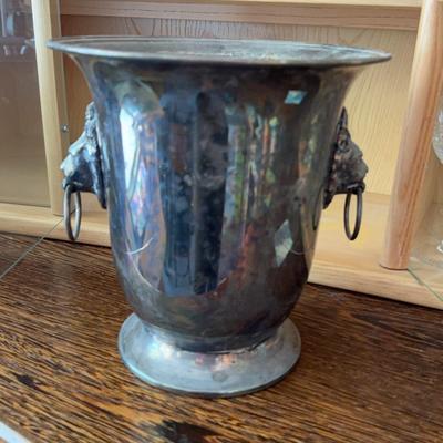 Lions Head Silver Plate Ice Bucket