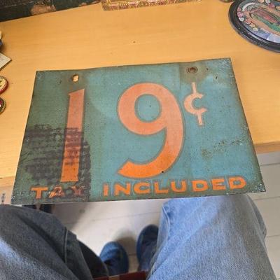 Antique gas pump price sign