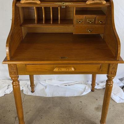 Oak- Roll Top Writing Desk