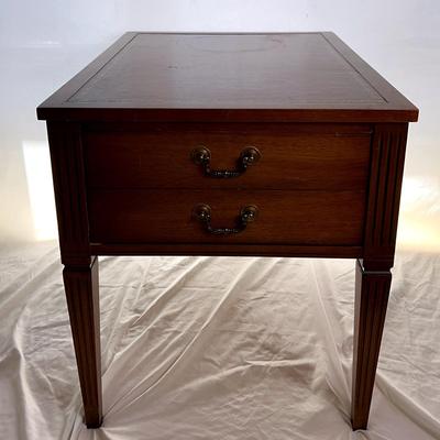 Mid Century Leather Top Mahogany Side Table