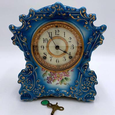 Antique Ansonia Clock Co - Porcelein - Mantle Clock 