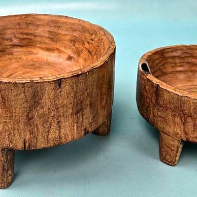 Rustic Carved Footed Planter