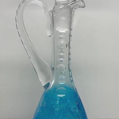 "Anchor Hocking" Blue Clear Crystal Decanter 