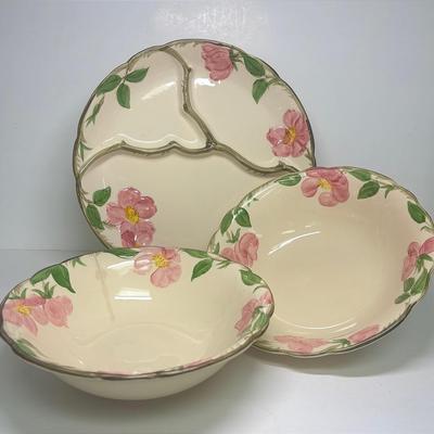 "Franciscan" Desert Rose Bowls and Grill Plate 