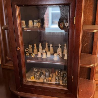 Wooden Wall Cabinet Full Of Thimbles 