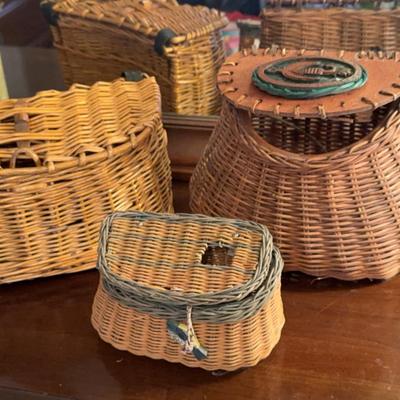 3 Vintage Fishing Baskets