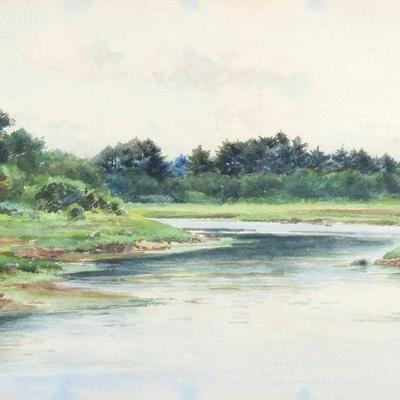 "HENDRICKS A. HALLETT (1847-1921) | Watercolor on paper
h. 11 x 19.25 in., sight
signed lower left
h. 18 x w. 25.5 in. (frame)"