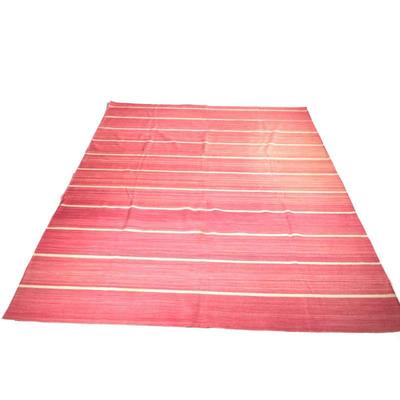 MADELINE WEINRIB "AMAGANSETT" STRIPED RUG | red with natural striping - w. 106 x l. 142 in.