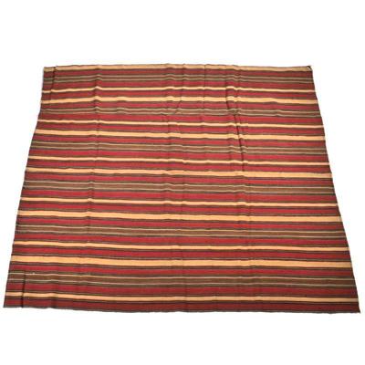 NATURAL & RED STRIPED FLAT WOVEN RUG, HILFIGER COLLECTION | Having reddish orange and black stripes over a natural cotton ground - w....