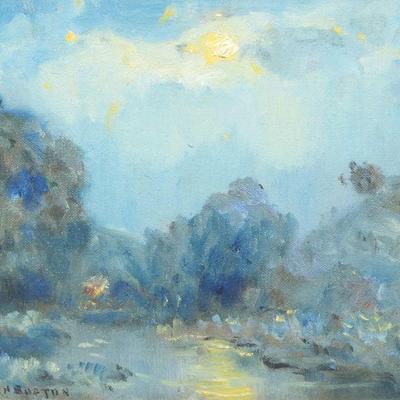 "JOSEPH HENRY BOSTON (1860 - 1954) | Early Moonlight
Oil on Panel
8 x 10 in., approx
signed lower left, framed under glass
h. 9.5 x...