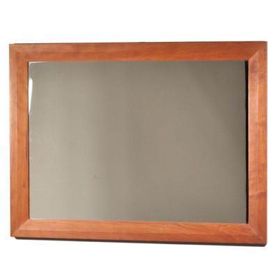 "THOMAS MOSER WALL MIRROR | With exposed joinery in contrasting woods, signed on verso and dated 2004
h. 24 x w. 32 x d. 1 in."