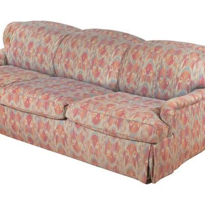 GEORGE SMITH DOUBLE SIDED SOFA | Overall upholstered with matching apron
h. 33 x w. 77.5 x l. 102 in.