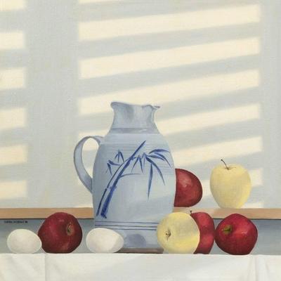 "CLAIRE M. CONANT (AMERICAN, 20TH CENTURY) | Maine Pitcher with Apples
oil on canvas
h. 18 x 20 in.
signed center left"