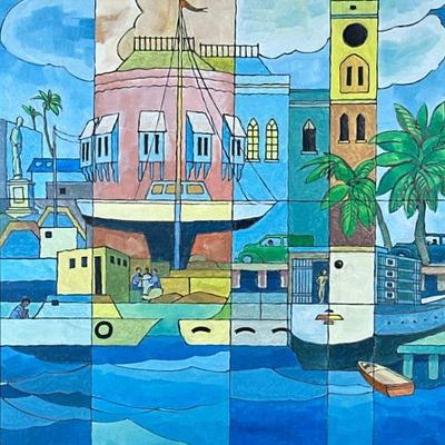 "J COOPER (20TH CENTURY) OIL PANTING | Bridgetown II
Oil on canvas
20 x 24 in. canvas
Signed lower right
h. 26 x w. 22 in....