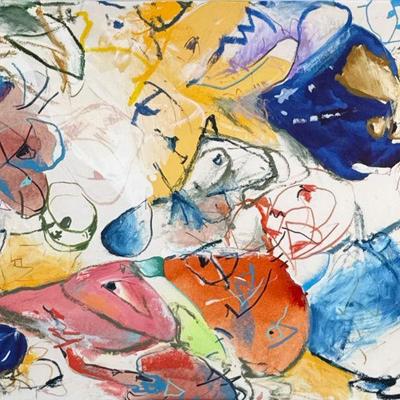 "IVAN MISCHO (AMERICAN, 20TH CENTURY) | Abstract composition
mixed media on paper
w. 24 x l. 31-1/2 in."