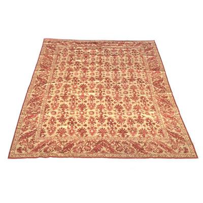 OVERALL PATTERN FLAT WOVEN RUG, HILFIGER COLLECTION | Cream ground with red overall pattern, Original stock(#12) - w. 107 x l. 140 in.