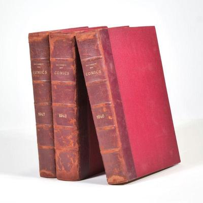 (3pc) COLLECTION OF WALT DISNEY COMICS | Collection of Walt Disney Comics in bound books with leather spines, with each monthly edition...