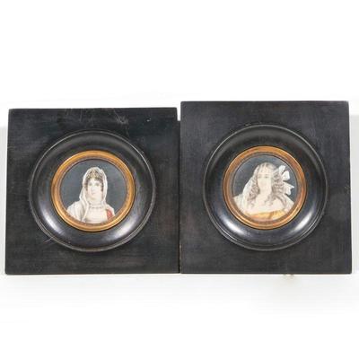 (2pc) ORIENTALIST SCHOOL PORTRAIT MINIATURES | possibly Persian