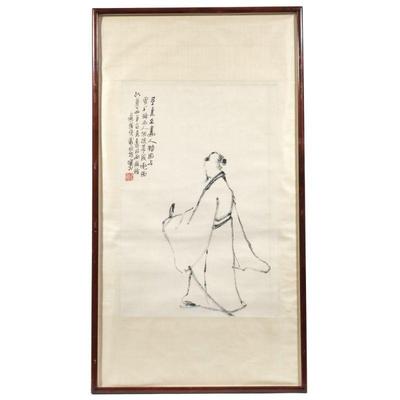 SHOU PEI (1884-1955) CHINESE CALLIGRAPHY PAINTING | La-To-Song (dutiful monk)
seal of Shou Pei
hand-written on board backing is a...
