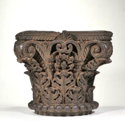 "18TH/19TH CENTURY CARVED COLUMN CAPITAL | A deeply and profusely carved column capital with scroll a Canice leaf and other...