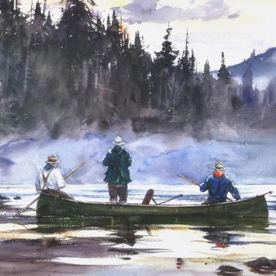 "JOHN SWAN (AMERICAN, B. 1948) | Watercolor on paper
19 x 29 in. sight
Signed lower left
h. 29 x w. 39 in. (frame)"