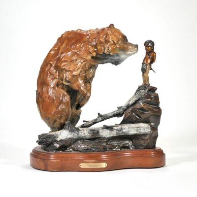 WALT HORTON (1953-2010), BRONZE | Repentance
painted bronze
h. 13.5 in., bronze only
ed. 19/100 signed
on a rotating base with...