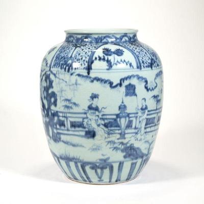 CHINESE BLUE & WHITE VASE | Decorated with figures engaged in various activities