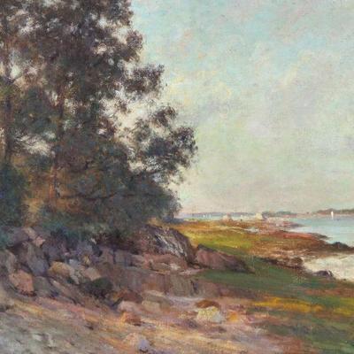 WALTER CLARK (AMERICAN, 1848-1917) | Coastal inlet
Oil on canvas
16 x 20 in.
In a molded gilt frame
h. 21 x w. 25 in. (frame)
