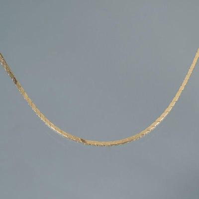 "18K GOLD SNAKE CHAIN LINK NECKLACE | 18K Gold chain having smooth snake form links with a square cross-section; marked on clasp...