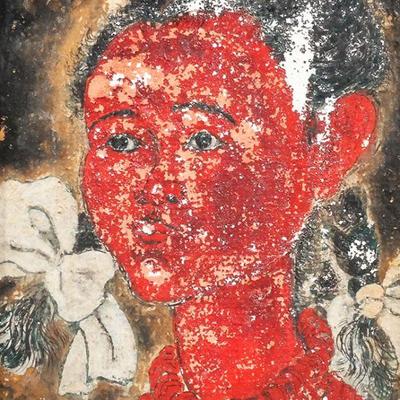 """NAONDO"" THAI SCHOOL MIXED MIDIA PORTRAIT PAINTING | Signed and dated 1953 lower right, with inscription and...