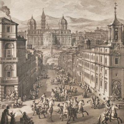 VASI, GIUSEPPE - ETCHING, GRAND VIEW OF SANTA MARIA | Giuseppie Vasi (1710-1782) 
Sta. Maria Maggiore from the Piazza della Quattro...