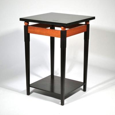 [SIGNED] CRAFTSMAN MADE MARBLE TOP CENTER TABLE | Contemporary design craft furniture, signed and dated 2003, having a square black...